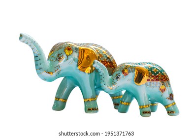 Ceramic Elephant Souvenir From Thailand Isolated On White