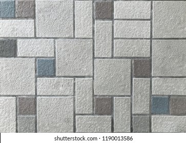 Ceramic Floor Tiles In Square And Rectangle Shape Arrange In Random Pattern, Image Captured By Smartphone