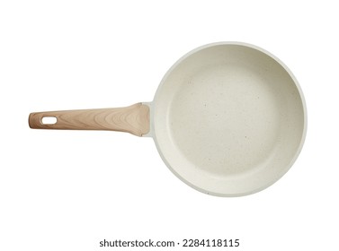 Ceramic frying pan isolated on white background. Studio shot