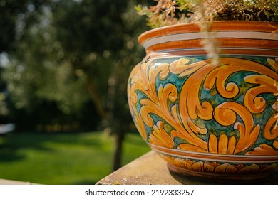 Ceramic Hand Painted Flower Pot With Garden Backgound