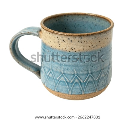 Ceramic Mug Pottery Mug Rustic Earthenware Mug Isolated on White Background