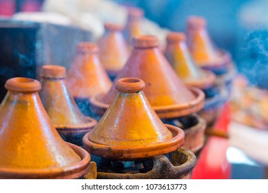 Ceramic Pot For Tagine Street Food In Morocco