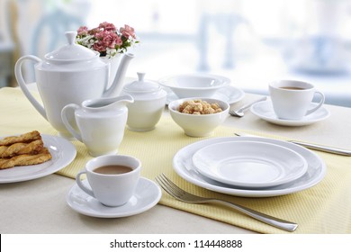 Ceramic Tableware On The Table