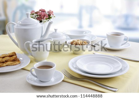 Ceramic tableware on the table