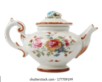 ceramic tea pot isolated on white background