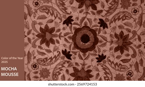 Ceramic tile design pattern as background in Mocha mousse color of the year 2025 with earthy . Abstract brown grunge wallpaper. Backdrop.Nature. Warm texture closeup. Mocha Mousse tan texture abstract