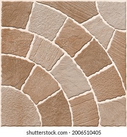 Ceramic Tile Exterior Parking Tiles Floor Tile Pavement Paver Matt Rustic Finish Design Punch Beige Brown Light Combination Vitrified Parking Heavy Duty Tiles  