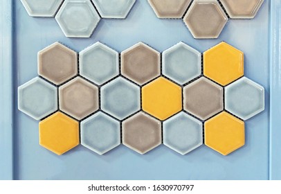Ceramic tile in the form of honeycombs. Hexagonal floor tiles.