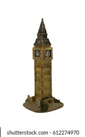 Ceramic Toy Big Ben. Isolated On White Background.