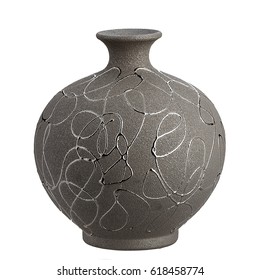 Ceramic Vase, On A  Isolated White Background