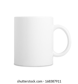 Ceramic white mug isolated on white background