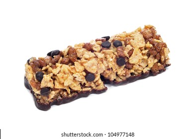 a cereal bar with chocolate on a white background - Powered by Shutterstock