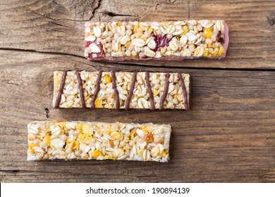 Cereal Bars On A Wooden Table