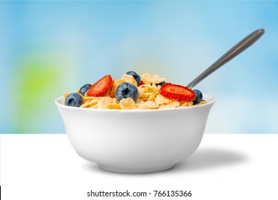 Cereal in a bowl for breakfast. - Shutterstock ID 766135366