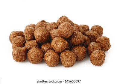 Cereal Chocolate Balls On White Background