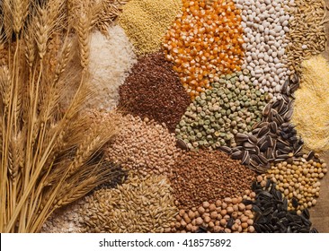 Cereal grains , seeds, beans - Shutterstock ID 418575892