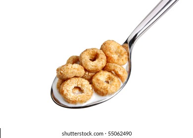 Cereal With Milk In A Spoon
