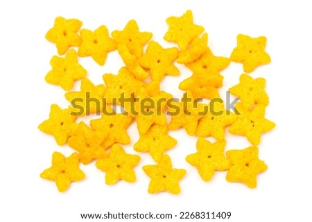 Cereal with star yellow shape on white background
