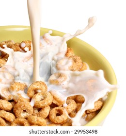 Cereals In Bowl And Splash Milk