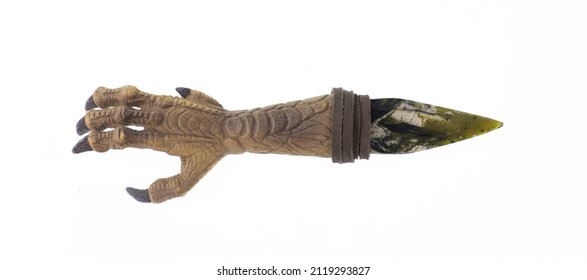 Ceremonial Jade Dagger Isolated On White Background