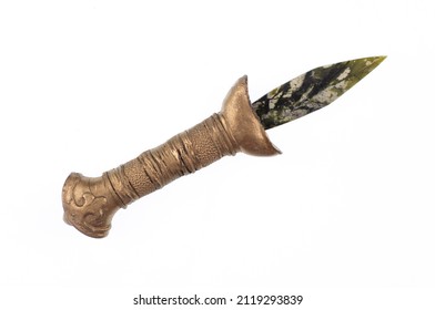 Ceremonial Jade Dagger Isolated On White Background