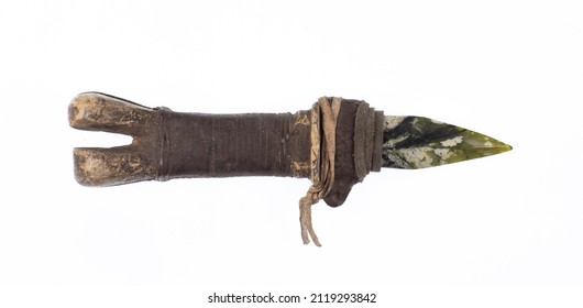 Ceremonial Jade Dagger Isolated On White Background