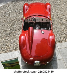 Cernobbio, Italy - May 22, 2022: A Vintage Red 1954 Maserati A6 Race Car Seen From Above At The Villa D'Este At The Concorso D'Eleganza On Lake Como, Italy.