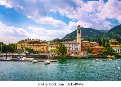 Cernobbio Town In Como Lake District. Italian Traditional Lake Village. Italy, Europe.