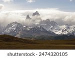 Cerro Fitz Roy mountain in Patagonia, view from the road to El Chalten, Argentina