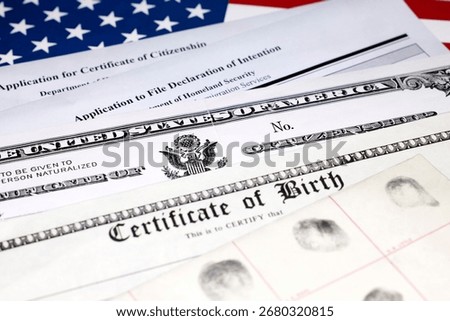 Certificate of Citizenship with applications for Citizenship and Declaration of Intention and Birth Certificate