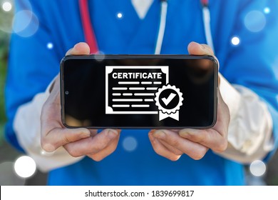 Certificate Medical Compliance Concept. Medicine Certification Standard. Healthcare Education Diploma.