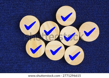certified and correct mark. Standard certification, accurate selection, production standards and good quality. An ethical corporation. Do the right thing. ISO quality and symbols. Blue Right sign