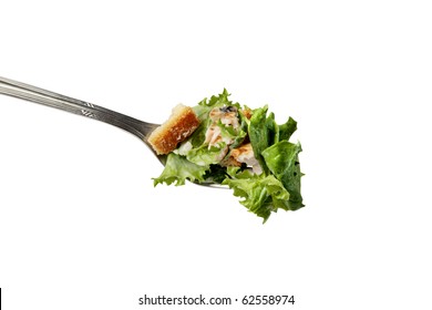 Cesar Salad In A Fork Caesar Salad