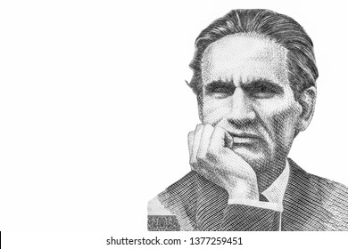 Cesar Vallejo Portrait From Peru Banknotes.