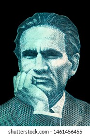 Cesar Vallejo Portrait From Peru Banknotes. 