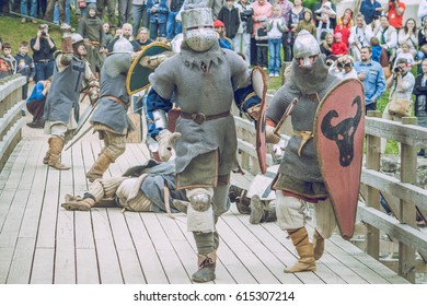 Cesis, Latvia, Medival Festival, Medival Fight, 2015 Year.