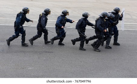 Ceska Lipa, Czech Republic - May 28, 2011: Czech Police Special Task Force  Intervening Against Dangerous Demonstrators