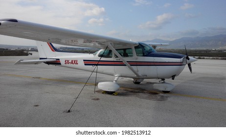 Cessna Airplane At Airport Runway