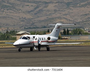 Cessna Private Jet At Rural Airport.