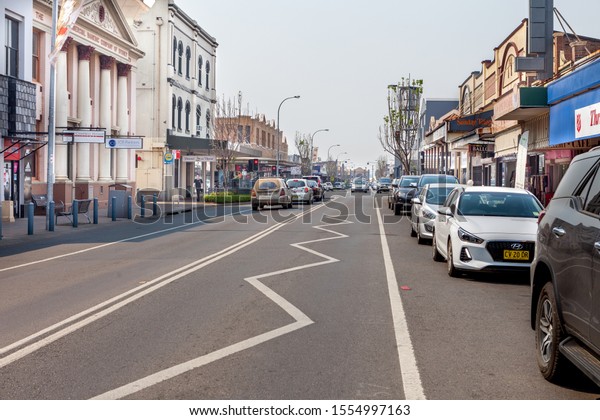 Cessnock,\
N.S.W, Australia - Nov 8, 2019: Vincent street in Cessnock a city\
in the Hunter region of New South Wales, Australia, The city is the\
gateway to the vineyards of the Hunter\
Valley.
