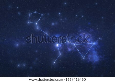 Cetus Constellation in outer space. Whale constellation stars with constellation lines Elements of this image were furnished by NASA 