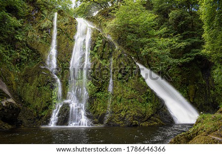Ceunant Mawr waterfalls in Llanberis, Snowdonia National Park, North Wales