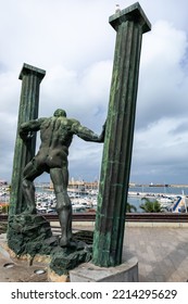 Ceuta, Spain Autonomous Spanish City In North Africa. Statue Of Hercules Known As The Pillars Of Hercules. Greek Mythology. Spain. 