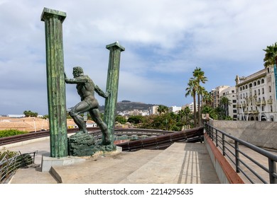 Ceuta, Spain Autonomous Spanish City In North Africa. Statue Of Hercules Known As The Pillars Of Hercules. Greek Mythology. Spain. 