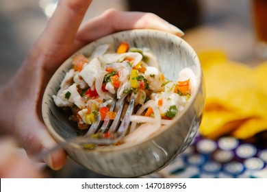 Ceviche In A Stone Bowl