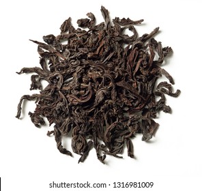 Ceylon Black tea on white background. Top view. Close up. High resolution