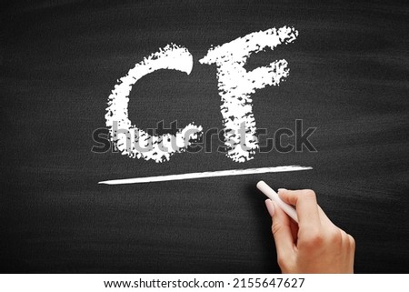 CF - Compact Flash is a flash memory mass storage device used mainly in portable electronic devices, acronym text concept on blackboard
