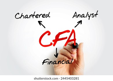 CFA Chartered Financial Analyst - program is a postgraduate professional certification, acronym text concept background