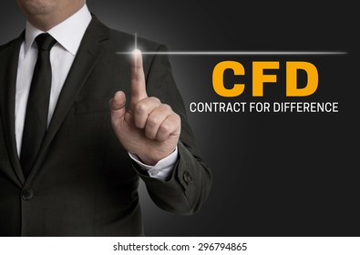 Cfd Touchscreen Is Operated By Businessman.