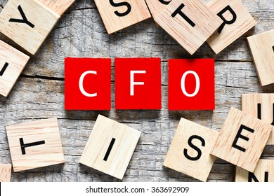CFO. Red Wooden letters spelling CFO - Chief Financial Officer